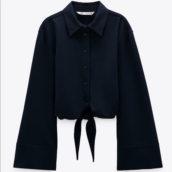 Zara Tops Zara Button Down Knotted Shirt With Flare Sleeves Poshmark